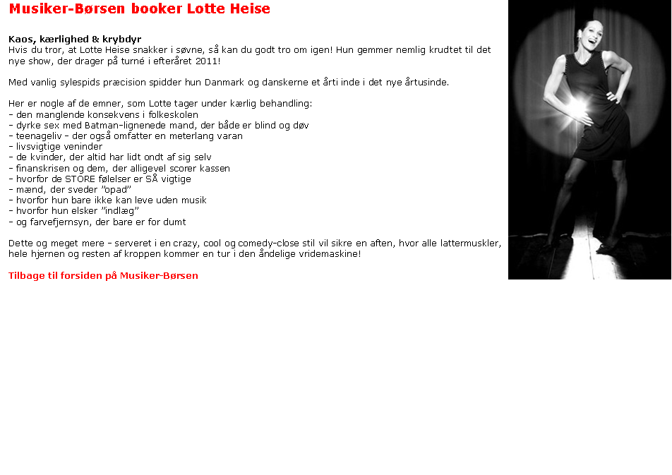 Lotte Heise - meget veltalende - n�rmest en Hurtigsnakker