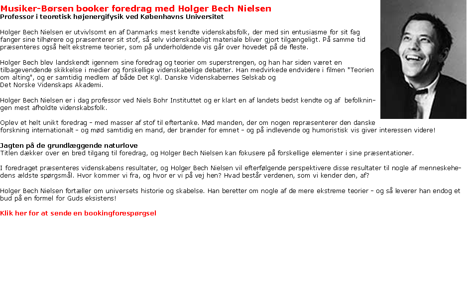 ::Holger Bech Nielsen - dynamikforedrag::