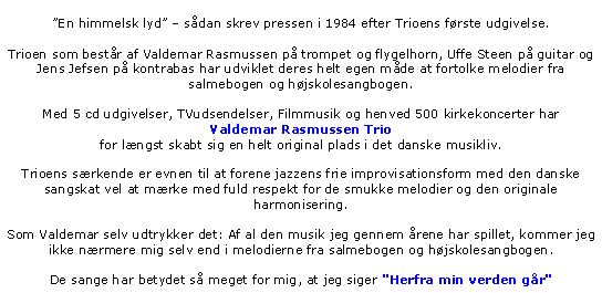 Valdemar Rasmussen Trio - tekst