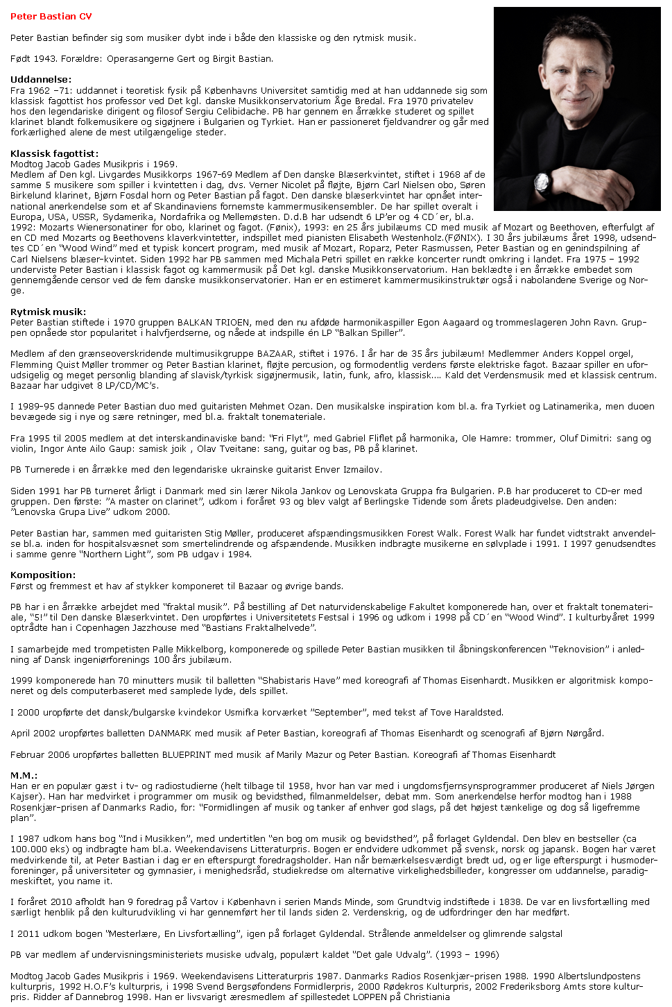 Peter Bastian CV