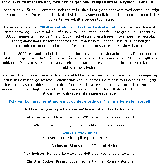 Willys Kaffeklub - tekst