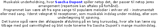 Sascha Dupont - musikalsk underholdning